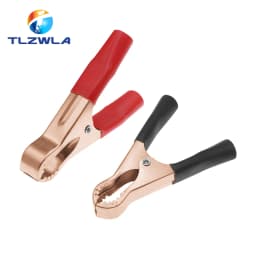 2Pcs 50A Red + Black 80mm Crocodile Car Caravan Van Battery Test Lead Clips Best Promotion Alligator Clips