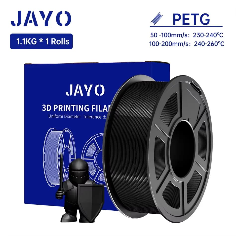 JAYO PETG Clear 3D Printer Filament 1.75 ±0.02mm 1.1kg/roll High Toughness Neatly Wound Filament Fit Most FDM Printer