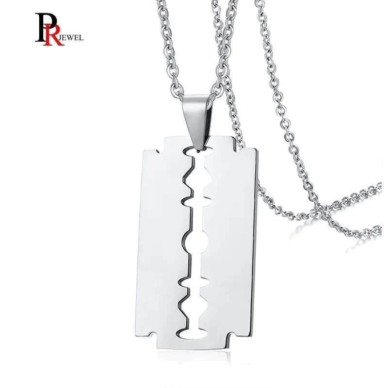 Stylish Double Edge Razor Blades Pendant for Men Necklace Stainless Steel Casual Male Collar Gifts With 20"/24" Chain
