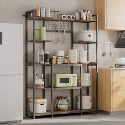5 Tier Industrial Bookshelf Kitchen Baker Storage Rack Metal Organizer Shelves Unit