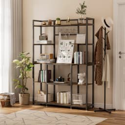 5 Tier Industrial Bookshelf Kitchen Baker Storage Rack Metal Organizer Shelves Unit