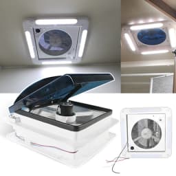 14" Roof Vent Fan Camper Van Motorhome w/ LED Light White RV Caravan Skylight Vent