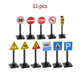 Urban Traffic Signs Street Speed Limit Warnings Assembly Parts MOC Street Lights Traffic Lights Building Blocks Educational Toys