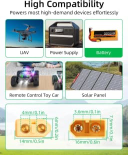 2-Pin Terminal Solderless to XT60 Male Female Adapter Charging Connector For UAV Balance Charger Solar Panel Model Devices