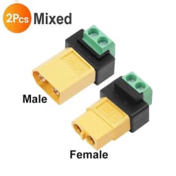2-Pin Terminal Solderless to XT60 Male Female Adapter Charging Connector For UAV Balance Charger Solar Panel Model Devices