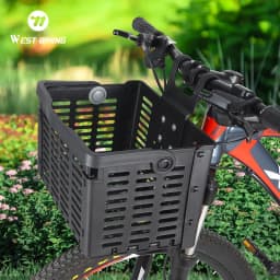 WEST BIKING Foldable Bicycle Basket Portable MTB Road Bike Handlebar Front Storage Rack Multifunctional Cycling Accessories