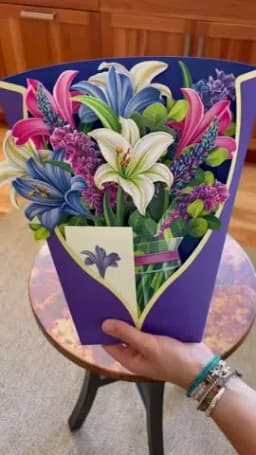 Premium 3D Pop Up Flower Bouquet Card Mothers Day Gift Valentines Day Anniversary Birthday Greeting Cards Thank You Wishes Gifts