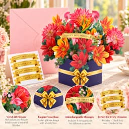 Premium 3D Pop Up Flower Bouquet Card Mothers Day Gift Valentines Day Anniversary Birthday Greeting Cards Thank You Wishes Gifts