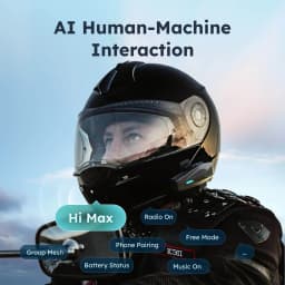 ASMAX S1 Helmet Bluetooth Headset, 50-Rider CloudTalk, Voice Control Motorcycle Intercom, FM Radio, ENC, IPX7 Waterproof