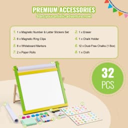 SucceBuy Tabletop Children Magnetic Drawing Board 3-in-1 Double-Sided Kids Art Easel with Painting Accessories for Girls Toy