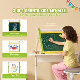 SucceBuy Tabletop Children Magnetic Drawing Board 3-in-1 Double-Sided Kids Art Easel with Painting Accessories for Girls Toy