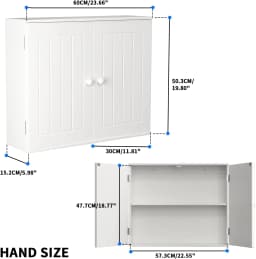 Hanging Bathroom Storage Cabinet Wall Cupboards with Double Doors Adjustable Shelf Bathroom Home Furniture White