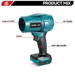 OENVAN 2000W Brushless Electric Air Blower 200M/S Cordless Turbo Blower Dust Snow Sweeper Power Tool for Makita 18V Battery Pin