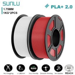 SUNLU 2KG PLA+2.0 3D Printer Filament Tougher and Stronger PLA Plus Filament 1000G/Roll 1.75mm 3D Filament Fits for FDM 3D Print