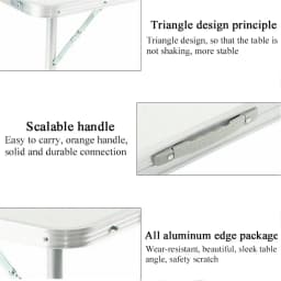 80x60x69cm Aluminium Camping Table, Portable Folding Table Small Picnic Table Laptop Desk TV Dinner Bed Home Office, White