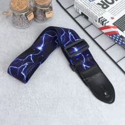 1pc Ukulele Extra Wide Acoustic Guitar Strap Leather Belt Adjustable Shoulder Strap Artistic Print for Wood Guitar Electric Bass