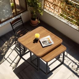 Industrial Coffee Table Set, Stacking Vintage Side End Table, Space Saving, Office Living Room Furniture, 2Pcs