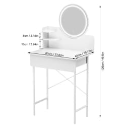 Makeup Vanity Desk with LED Lighted Mirror Vanity Table with 1 Drawer and 2 Opening Shelves 3 Modes Brightness Adjustable