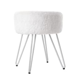 Voltsify White Round Plush Vanity Stool with Metal Legs Living Room Shoe Changing Stool Leisure Stool Furniture