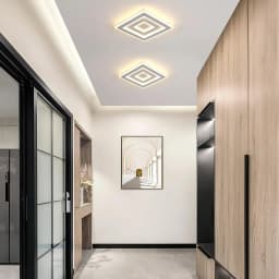 Modern Square LED Ceiling Light,28W Acrylic Lamp,White Chandelier for Bedroom, Living Room Warm Light 3000K