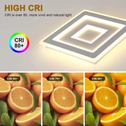 Modern Square LED Ceiling Light,28W Acrylic Lamp,White Chandelier for Bedroom, Living Room Warm Light 3000K