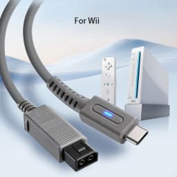 1.8m Type C Charge Cable for Wii Console 65W PD USB C Gaming Power Supply Cord for Nintendo Wii Charge Game Console LED Wire