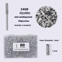 100/200PCS 3mm Nail Sanding Bands Set with Mandrel - 80/120/180/240 Grit Sandpaper For Nail Drill Bit Manicure Pedicure Salon