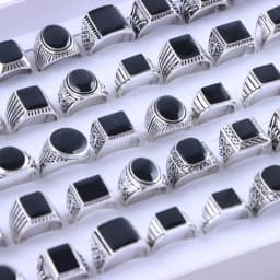 20Pcs/Lot Retro Punk Gothic Enamel Oil Drop Square Rings for Men Women Vintage Jewelry Accessories Party Gifts Mix Style