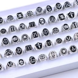 20Pcs/Lot Retro Punk Gothic Enamel Oil Drop Square Rings for Men Women Vintage Jewelry Accessories Party Gifts Mix Style