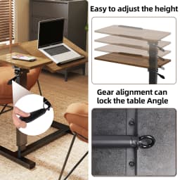 Height Adjustable Overbed Table Bedside desk Laptop Table with Hidden Rolling Wheels