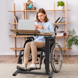 Height Adjustable Overbed Table Bedside desk Laptop Table with Hidden Rolling Wheels