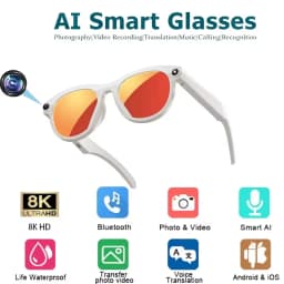 Lenovo 8K AI Smart Glasses 2026 HD Color Changing Chat GPT 1200MP Translate Camera Bluetooth Call Voice Assistant Music Control