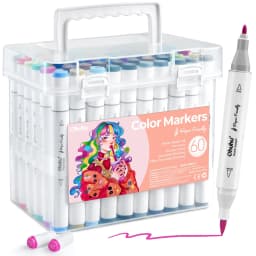 Ohuhu Markers Paper-friendly Water-based Coloring Markers 60 Colors Dual Brush Fineliner Tips Markers Coloring Books Art Markers