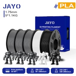 JAYO 3D PETG/PLA/PLA PLUS Filament 1.75mm PLA Filament 5 Rolls For Bambu FDM 3D Printer Neatly Wound 3D Printing Material for 3d