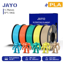 JAYO 3D PETG/PLA/PLA PLUS Filament 1.75mm PLA Filament 5 Rolls For Bambu FDM 3D Printer Neatly Wound 3D Printing Material for 3d