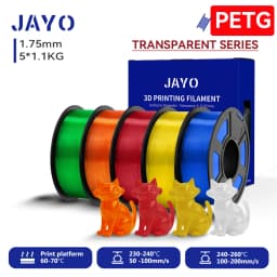 JAYO 3D PETG/PLA/PLA PLUS Filament 1.75mm PLA Filament 5 Rolls For Bambu FDM 3D Printer Neatly Wound 3D Printing Material for 3d