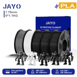 JAYO 3D PETG/PLA/PLA PLUS Filament 1.75mm PLA Filament 5 Rolls For Bambu FDM 3D Printer Neatly Wound 3D Printing Material for 3d