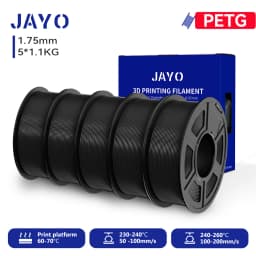 JAYO 3D PETG/PLA/PLA PLUS Filament 1.75mm PLA Filament 5 Rolls For Bambu FDM 3D Printer Neatly Wound 3D Printing Material for 3d