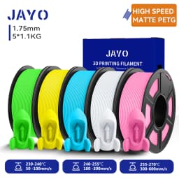 JAYO High Speed Matte PETG 3D Filament 1.75mm 30mm/s - 600mm/s Print Range High Flow Speedy PETG 3D Printer Filament for 3D
