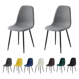 mcc direct Set of 2 Linen Fabric Dining Chairs Upholstered Seat Metal Legs for Dining Room, Living Room and Kitchen Room-Bravo