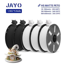 JAYO PETG 3D Filament 1.75MM High Speed PETG 3D Printer Filament 5Rolls High Flow Speedy Matte Effect 3D Printing Mateials