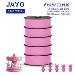 JAYO PETG 3D Filament 1.75MM High Speed PETG 3D Printer Filament 5Rolls High Flow Speedy Matte Effect 3D Printing Mateials
