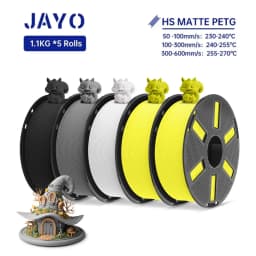 JAYO PETG 3D Filament 1.75MM High Speed PETG 3D Printer Filament 5Rolls High Flow Speedy Matte Effect 3D Printing Mateials