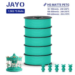 JAYO PETG 3D Filament 1.75MM High Speed PETG 3D Printer Filament 5Rolls High Flow Speedy Matte Effect 3D Printing Mateials