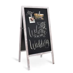 Outdoor Wooden Advertising Board Magnetic Double Sided Blackboard Chalkboard Display Stand Wood Easel with 2 Cleaning Cloths