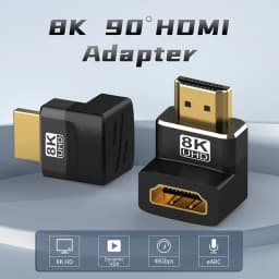 HDMI 90 and 270 Degree Adapter,HDMI 2.1 8K@60hz 2.0 4K@120hz 2K Right Angle HDMI L Adapter for HDTV PS4 PS5 Lapto