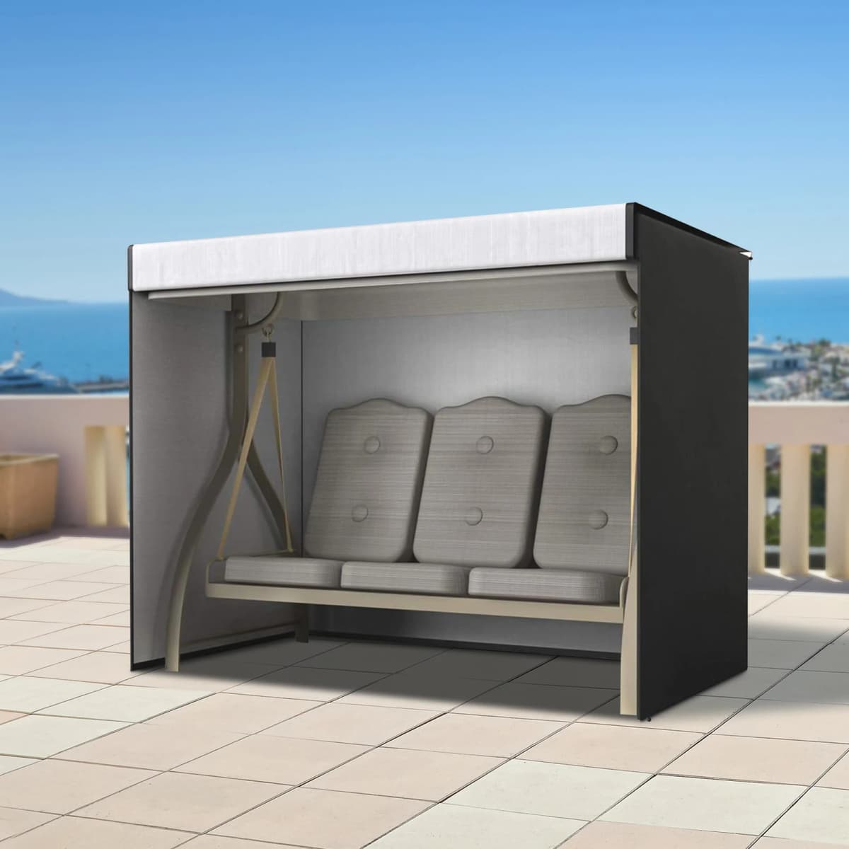 Outdoor Swing Cover 210D Oxford Cloth Windproof and Rainproof Swing Top Cover Garden Swing Seat Cover for Swings, Benches