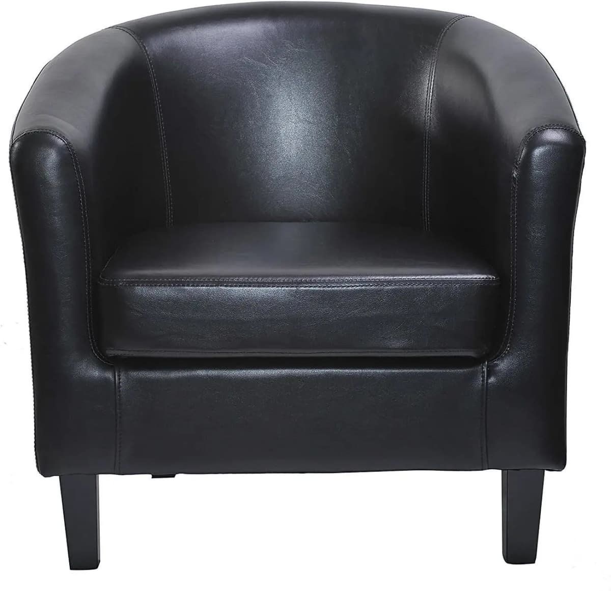 mcc direct Relaxing Tub Chair, Black PU Leather Tub Chair Armchair, Club Chair Living Room, Bedroom Lounge Reception Upholstered