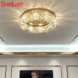 New modern crystal ceiling lamp chrome Gold LED ceiling lamp decorative light for living room room E14 Lamp head lighting