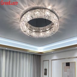 New modern crystal ceiling lamp chrome Gold LED ceiling lamp decorative light for living room room E14 Lamp head lighting